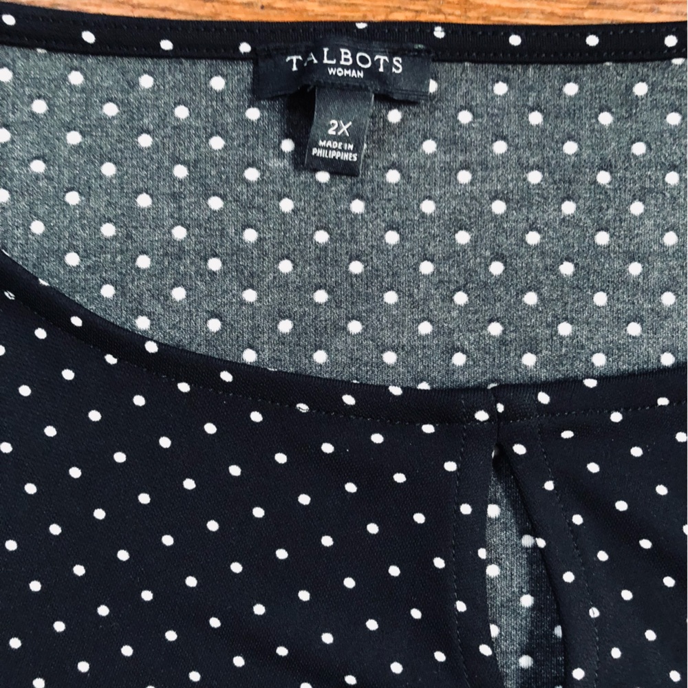 Talbots Black Faux Wrap Polka Dot Career Dress - Picture 4 of 4